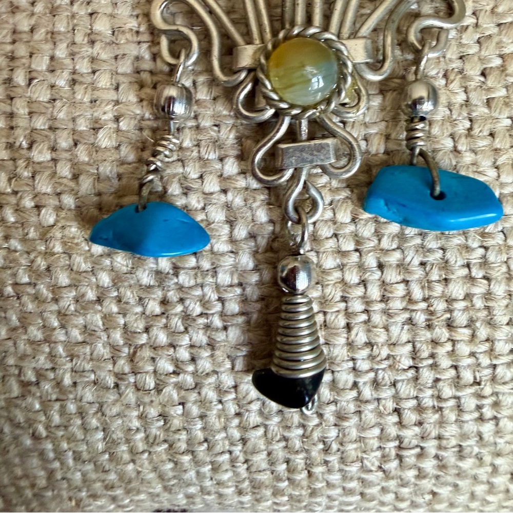 Silver/Silvertone Dangle Earrings With Turquoise … - image 6